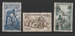 MiNr. 46, 50, 52 Französisch-Westafrika       1947, 24. März. Freimarken: Einheimische Bilder. - Verzamelingen