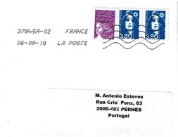 France , 2018 , Lettre De Saint-Etiene Pour Portugal, Avec Timbres Marianne Surchargés MAYOTTE + ST.PIERRE ET MIQUELON - Used Stamps