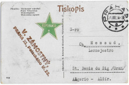 TCHECOSLOVAQUIE - 1934 - VIGNETTE ESPERANTO Sur CARTE De PRAGUE => ST DENIS DU SIG (ALGERIE) - Briefe U. Dokumente
