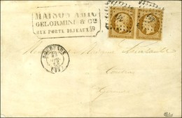 PC 441 / N° 9 Paire Càd T 15 BORDEAUX (32) Sur Imprimé De Mariage Adressé à Coutras. Au Recto, Cachet Commercial De La M - 1852 Louis-Napoléon