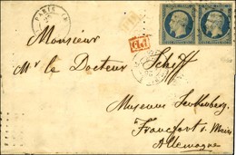 Rouleau De Gros Points / N° 10 Paire Càd (M) PARIS (M) 60 Sur Lettre Pour Francfort. 1854. - TB. - R. - 1852 Louis-Napoléon