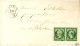 PC 1760 / N° 12 Paire Vert Foncé Sur Vert Superbes Marges Càd T 15 LORGUES (78) Sur Imprimé Complet Pour Berne. 1857. -  - 1853-1860 Napoléon III.