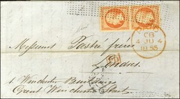 Roulette De Pointillés / N° 16 Paire Càd PARIS 60 Sur Lettre Pour Londres. 1855. - TB / SUP. - 1853-1860 Napoleon III