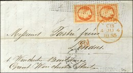 Roulette De Pointillés / N° 16 Paire Càd PARIS 60 Sur Lettre Pour Londres. 1855. - TB / SUP. - 1853-1860 Napoléon III.