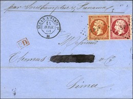 Losange SP 1e / N° 16 Nuance Ocre Exceptionnelle + N° 17 A Càd SEDAN A PARIS 1e Sur Lettre Pour Lima. 1861. - TB / SUP.  - 1853-1860 Napoléon III.