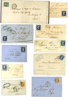 Lot De 10 Lettres De L'émission Empire Non Dentelé Dont Nuances, Piquages, Etc. - TB. - 1853-1860 Napoléon III