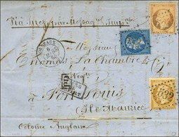 GC 532 / N° 21 + 22 + 23 Càd T 15 BORDEAUX (32) Sur Lettre Pour Port-Louis, Ile Maurice. 1865. - TB / SUP. - R. - 1862 Napoléon III.