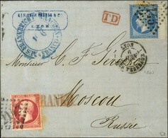 GC 2145 / N° 22 + 24 Càd LYON / LES TERREAUX Sur Lettre Pour Moscou. 1867. - TB / SUP. - 1862 Napoleon III