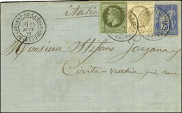 Càd T 17 ST LAURENT-DE-LA-SALANQUE (65) / N° 25 + 52 + 78 Sur Lettre Pour L'Italie. 1877. - TB / SUP. - R. - 1863-1870 Napoléon III Con Laureles