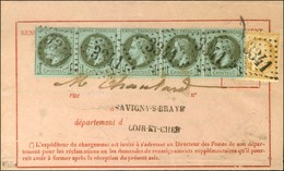 GC 3341 (Savigny-s-Braye) / N° 25 Bande De 5 (1 Ex Leg Def) + 59 Sur Avis De Réception. 1873. - TB / SUP. - R. - 1863-1870 Napoléon III Lauré