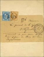 GC 4243 / N° 28 + 29 Càd T 17 VILLEFRANCHE DE ROUERGUE (11) Sur Lettre 3 Ports Adressée Sous Bande Localement. 1871. - T - 1863-1870 Napoléon III Con Laureles