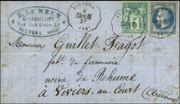 Conv. Stat. ALENÇON / CAEN.M (59) / N° 29 + 64 Sur Lettre Pour Viviers-au-Court (Ardennes). 1876. - TB / SUP. - R. - 1863-1870 Napoléon III Con Laureles