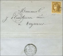 GC 198 / N° 43 Nuance Bistre Verdâtre Càd T 17 AUBENAS (6) Sur Lettre Pour Veyrieres. Au Verso, Càd D'arrivée T 24 LE PO - 1870 Bordeaux Printing