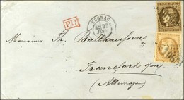 GC 1065 / N° 43 + 47 Càd T 17 COGNAC (15) 23 JUIN 71 Sur Lettre Pour Francfort. - TB / SUP. - R. - 1870 Bordeaux Printing