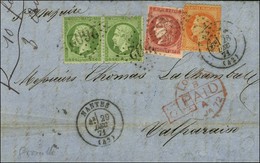 GC 2602 / N° 20 Paire + 31 (pd) + 49 Nuance Groseille Càd T 17 NANTES (42) 28 Et 29 DEC. 71 Sur Lettre Pour Valparaiso.  - 1870 Bordeaux Printing