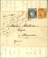 Cachet Rouge Des Imprimés PP / N° 59 + 60 (pd) Sur Papier D'affaires Adressé Sous Bande à Auxerre. 1872. - TB. - R. - 1871-1875 Cérès