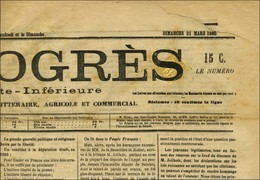 Oblitération Typo / N° 86 Sur Journal Entier LE PROGRES DE LA CHARENTE INFERIEURE (2ème échelon Rayon Général). 1880. -  - 1876-1878 Sage (Typ I)
