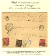 Càd PARIS (93) / R. DE CHATEAU LANDON / N° 97 + 98 (2) Sur Lettre Recommandée 4 Ports Pour Francfort. 1894. - TB / SUP.  - 1876-1878 Sage (Type I)