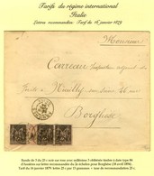 Càd ASNIERES / SEINE / N° 97 Bande De 3 Dont Paire Millésimée 3 Sur Lettre 2 Ports Pour Borghese. 1894. - TB / SUP. - R. - 1876-1878 Sage (Type I)