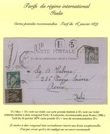 Càd Octo De Lev. Exp. Apposé Par Erreur PARIS / R. LAFAYETTE 3e Sur Entier 10c + 89 + 90 Recommandé Pour Rome. 1886. - T - 1876-1878 Sage (Type I)