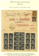 Càd PARIS 84 / Bd DE CLICHY / N° 80 + 83 (20) Au Verso + 97 (pd) Sur Lettre Recommandée 2 Ports Pour Toronto. 1900. - TB - 1876-1878 Sage (Type I)