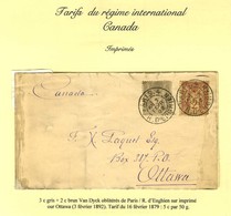 Càd PARIS 4 / R. D'ENGHIEN / N° 85 + 87 Sur Imprimé Pour Ottawa. 1892. - TB. - R. - 1876-1878 Sage (Type I)