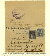 Càd PARIS 51 / R. LAFAYETTE / N° 89 Sur Carte Lettre Timbrée à 15c. Bleu Pour Le Guatémala. 1898. - TB. - 1876-1878 Sage (Type I)