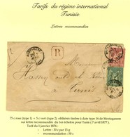 Càd MOSTAGANEM / ALGERIE / N° 71 + 75 Sur Lettre Recommandée Pour Tunis. 1877. - TB. - R. - 1876-1878 Sage (Type I)