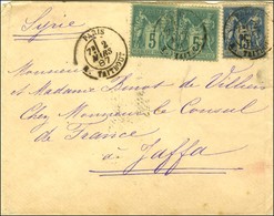 Càd PARIS / R. TAITBOUT / N° 75 (2) + 90 Sur Lettre Adressée Au Consul De France à Jaffa. Au Verso, Càd De Passage ALEXA - 1876-1878 Sage (Type I)