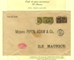 Càd PARIS / DEPART / N° 82 (3) + 97 (2) Sur Lettre Du 14e échelon Pour Port Louis. 1888. - TB. - R. - 1876-1878 Sage (Type I)