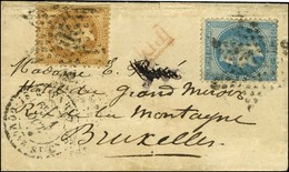 Etoile 20 / N° 28 + 29 Càd PARIS / R. ST DOMque ST GN 1 OCT. 70 Sur Lettre Pour Bruxelles. Au Verso, Càd D'arrivée 14 OC - Guerra Del 1870
