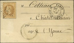 Etoile 12 / N° 28 Càd PARIS / BT BEAUMARCHAIS 7 OCT. 70 Sur Carte Pour Châtel-Censoir (Yonne). Au Recto, Càd D'arrivée T - Guerre De 1870