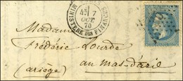 Etoile 35 / N° 29 Càd PARIS / MINISTERE DES FINANCES 7 OCT. 70 Sur Lettre Pour Le Mas D'Azil (Ariège) Sans Càd D'arrivée - Guerra Del 1870