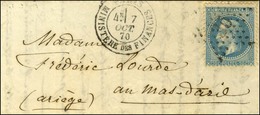 Etoile 35 / N° 29 Càd PARIS / MINISTERE DES FINANCES 7 OCT. 70 Sur Lettre Pour Le Mas D'Azil (Ariège) Sans Càd D'arrivée - Guerra De 1870