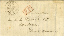 Càd PARIS / LA VILLETTE 28 SEPT. 70 + P.P. Rouge Sur Lettre Avec Texte Daté Fort D'Aubervilliers Pour Toulouse. Au Verso - Guerra Del 1870