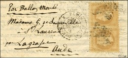 Etoile 20 / N° 28 (2) Càd PARIS / R. ST DOMque ST GN 56 15 OCT. 70 Sur Lettre Pour St Laurent Par La Grasse. Au Verso, C - Guerra Del 1870