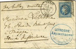 Etoile / N° 29 Càd PARIS (60) 19 OCT. 70 Sur Lettre Pour Dieppe. Au Recto, Rare Cachet Commercial Frappé En Bleu D'un Ar - Guerra De 1870