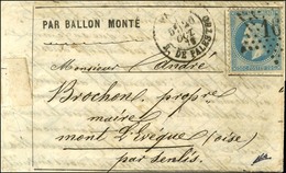 Etoile 16 / N° 29 Càd PARIS / R. DE PALESTRO 20 OCT. 70 Sur Lettre PAR BALLON MONTE Pour MONT L'EVEQUE Par Senlis (Oise) - Krieg 1870