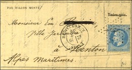 Etoile 9 / N° 29 Càd PARIS / R. MONTAIGNE 29 OCT. 70 Sur Gazette N° 3 Pour Menton. Au Verso, Càd D'arrivée 5 NOV. 70. LE - Krieg 1870