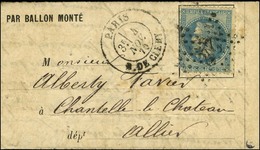 Etoile 24 / N° 29 (def) Càd PARIS / R. DE CLERY 4 NOV. 70 Sur Lettre PAR BALLON MONTE Pour Chantelle Le Château (Allier) - War 1870