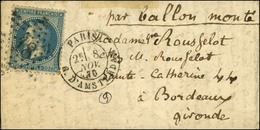 Etoile 18 / N° 29 Càd PARIS / R. D'AMSTERDAM 8 NOV. 70 Sur Lettre Pour Bordeaux. Au Verso, Càd D'arrivée Illisible. LE D - War 1870