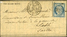 Etoile 20 / N° 37 Càd PARIS / R. ST DOMque ST GN 58 16 NOV. 70 Sur Gazette N° 8 Pour Sablé. Au Verso, Càd D'arrivée 26 N - War 1870