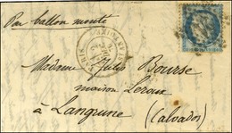 Etoile 21 / N° 37 Càd PARIS / R. ST ANTOINE 2 DEC. 70 Sur Lettre Pour Langrune (Calvados). Au Verso, Càd CAEN A PARIS 7  - War 1870
