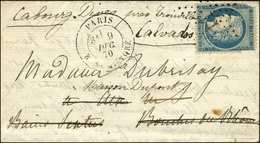 Etoile 11 / N° 37 (def) Càd PARIS / R. ST HONORE 9 DEC. 70 Sur Lettre Pour Aix Réexpédiée à Cabourg. Au Verso, Càd D'arr - War 1870