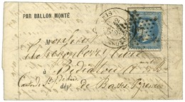 Etoile 27 / N° 29 Càd PARIS / GROS CAILLOU 12 DEC. 70 Sur Lettre PAR BALLON MONTE Pour Bidallou (Canton De St Jean De Lu - War 1870