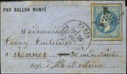 Etoile 17 / N° 29 Càd PARIS / R. DU PONT NEUF 29 DEC. 70 Sur Lettre PAR BALLON MONTE Pour Rennes. Au Verso, Càd D'arrivé - War 1870