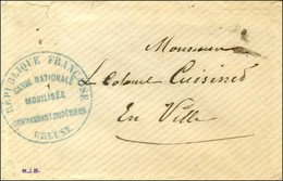 Grand Cachet Bleu De Franchise REPUBLIQUE FRANCAISE / GARDE NATIONALE  / MOBILISEE / COMMANDANT SUPERIEUR / CREUSE Sur L - War 1870