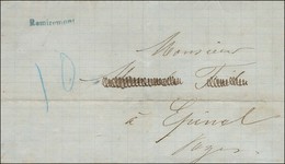 Lettre De St Amarin Sans Càd Pour Epinal. Griffe Bleue Provisoire REMIREMONT Taxe 10 Au Crayon Bleu. 1870. - TB. - R. - Briefe U. Dokumente