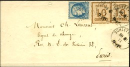 Càd SCHLETTSTADT / Als. N° 5 Paire + TP N° 37 Obl Losange STP Sur Lettre En Affranchissement Mixte Pour Paris. Au Verso, - Covers & Documents