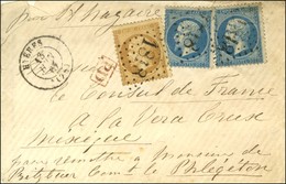 GC 1818 / N° 21 + 22 (2) Càd T 15 HIERES (78) Sur Lettre Adressée Au Consul De France à Vera Cruz Pour Remettre Au Comma - Armeestempel (vor 1900)